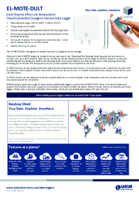 Thumbnail of document Data Sheet - EL-MOTE-DULT Dual Channel Low Temp. Cryogenic Vaccine Logger